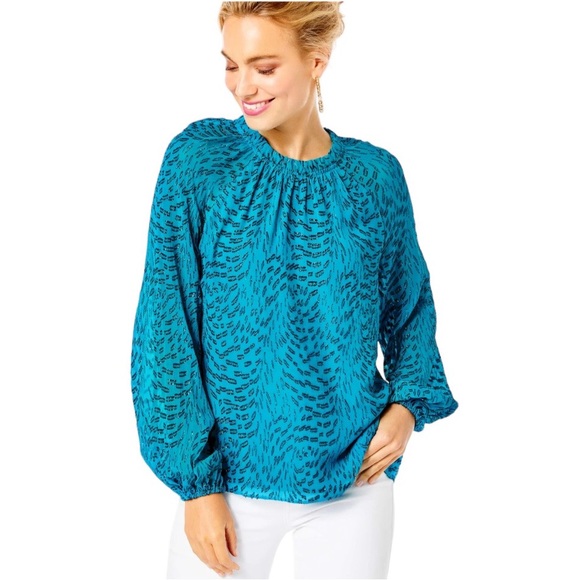 LILLY PULITZER Caline Long Sleeve Silk Top - Picture 4 of 7